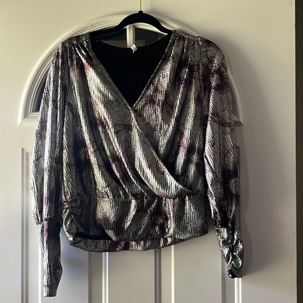 Women's Maison d'Amelie Long Sleeve Silver/Bronze Oulliver Dress Top, Medium